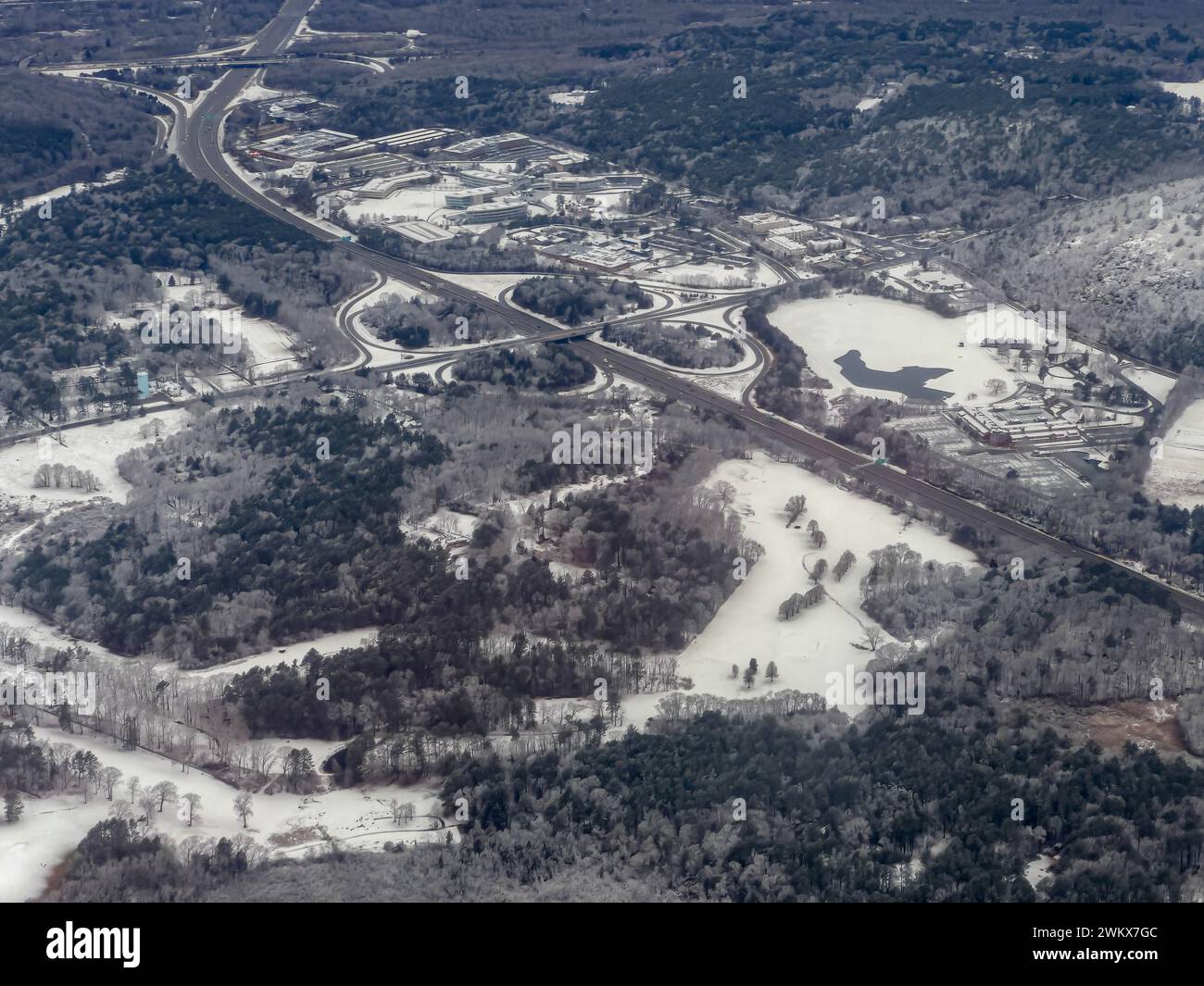 Vista aerea del paesaggio rurale vicino a Boston, Massachusetts Foto Stock