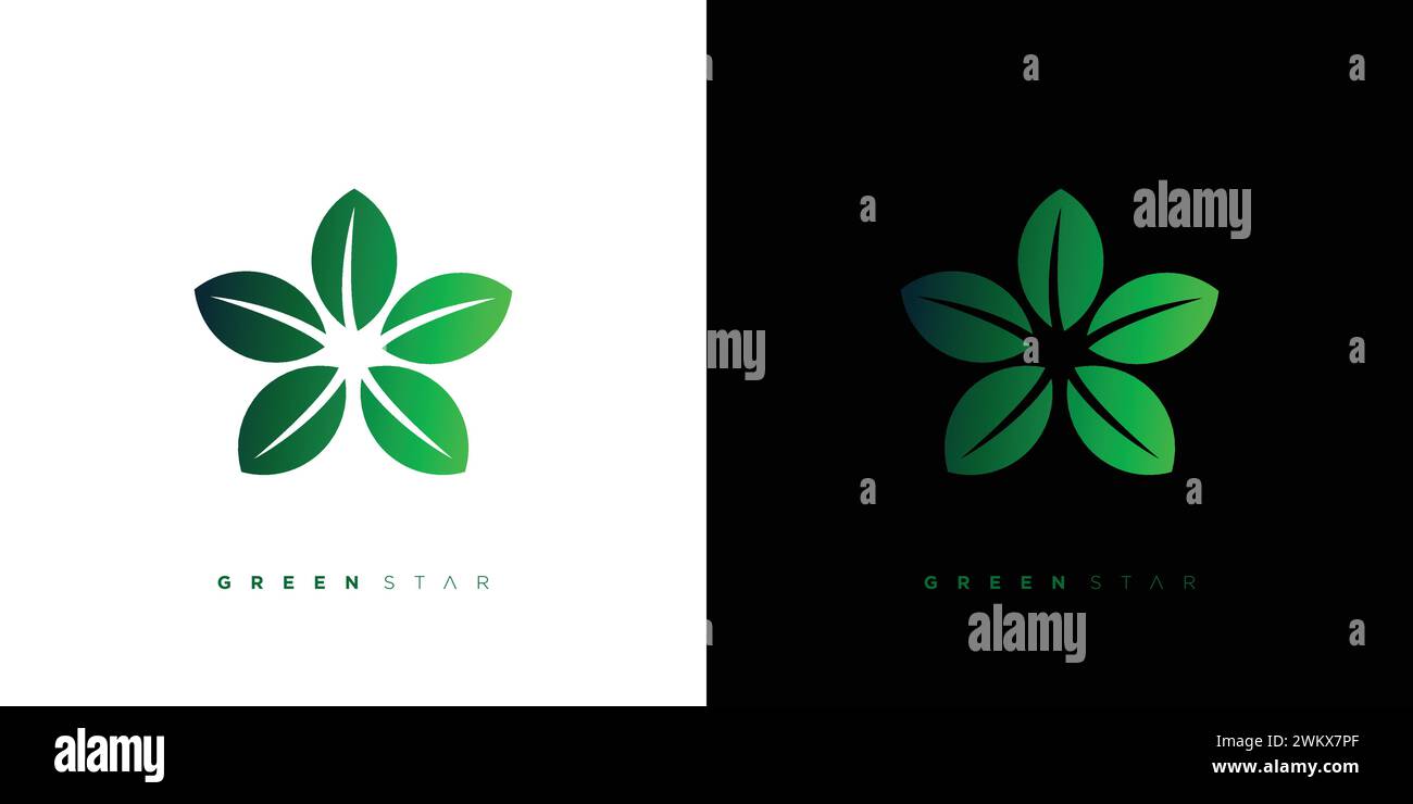 Esclusivo ed elegante design con logo a stella verde Illustrazione Vettoriale
