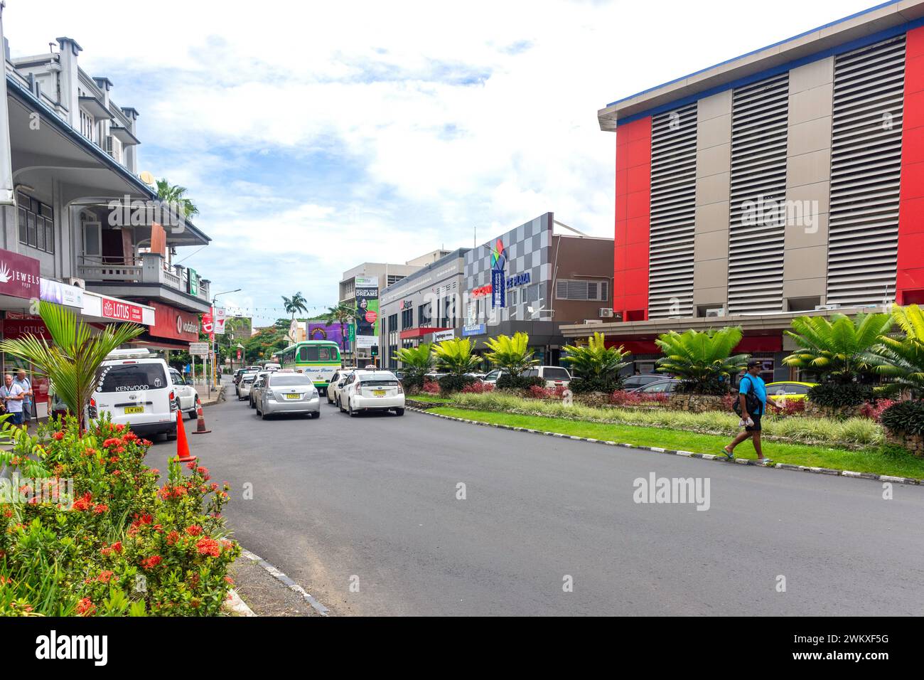 Centro città, Scott Street, Suva, viti Levu, Repubblica delle Figi Foto Stock