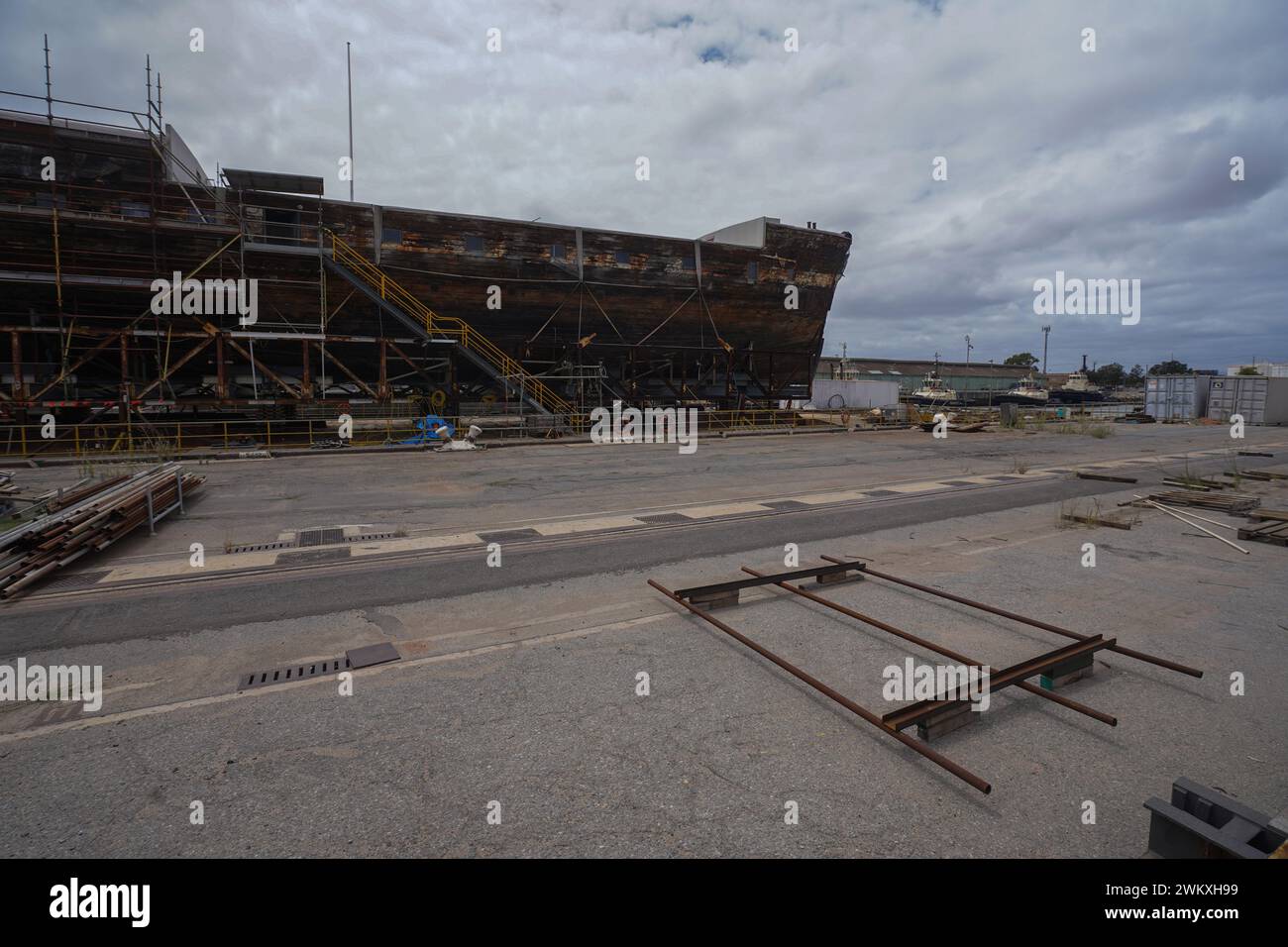 La storica Clipper Ship City di Adelaide costruita a Sunderland in Inghilterra nel 1864 sotto restauro a Port Adelaide Foto Stock