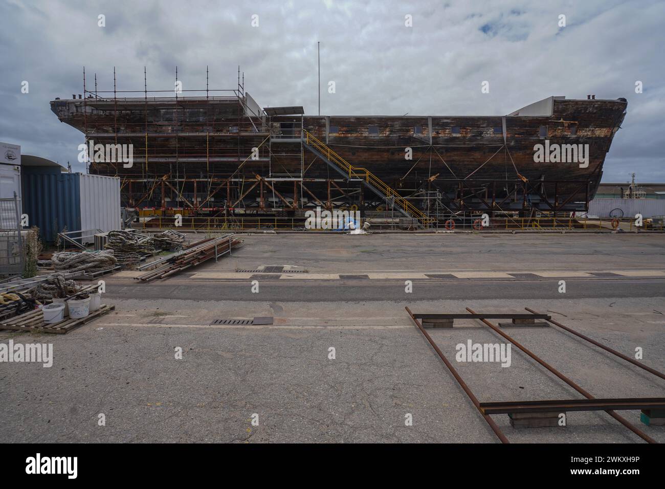 La storica Clipper Ship City di Adelaide costruita a Sunderland in Inghilterra nel 1864 sotto restauro a Port Adelaide Foto Stock