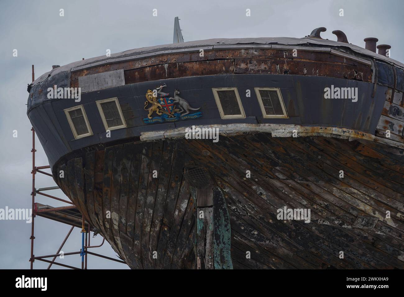 La storica Clipper Ship City di Adelaide costruita a Sunderland in Inghilterra nel 1864 sotto restauro a Port Adelaide Foto Stock