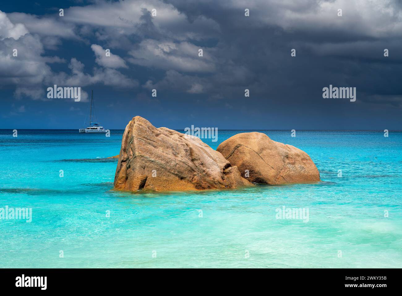 Spiaggia di Anse Lazio, Praslin, Seychelles Foto Stock