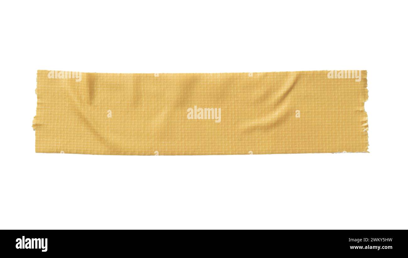 Nastro in tessuto giallo su sfondo bianco con percorso di ritaglio Foto Stock