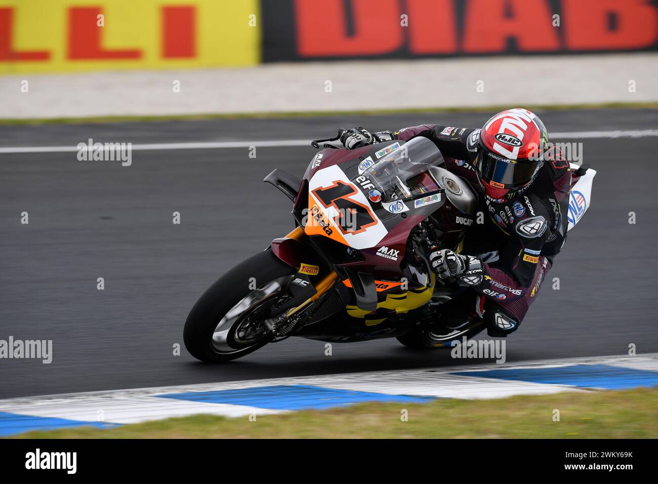 MELBOURNE, AUSTRALIA. 23 febbraio 2024. Sam Lowes(14) della Gran Bretagna in sella alla Ducati Panigale V4R per il team ELF Marc VDS Racing al round di apertura del World Superbike Championship 2024 sul circuito di Phillip Island. Accreditare Karl Phillipson/Alamy Live News Foto Stock