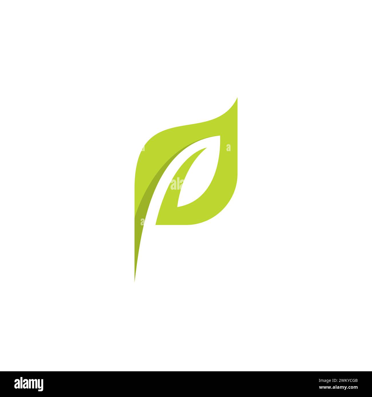Logo P Leaf. Natura icona lettera P. Vettore lamelle Illustrazione Vettoriale