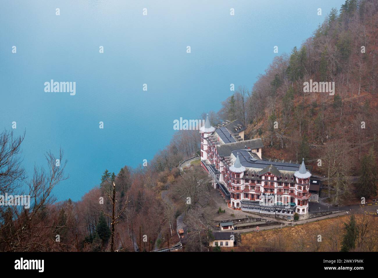 Grandhotel Giessbach in inverno senza neve Foto Stock