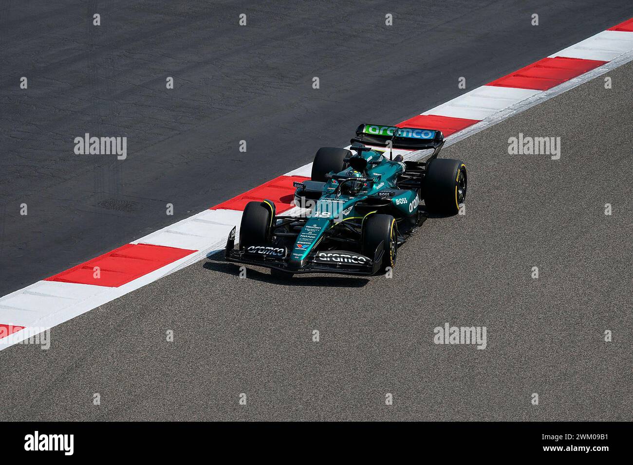 23 febbraio 2024, circuito internazionale del Bahrain, Sakhir, test drive di Formula 1 in Bahrain 2023, nella foto Lance Walk (CAN), Aston Martin Aramco Cognizant Formula One Team Foto Stock