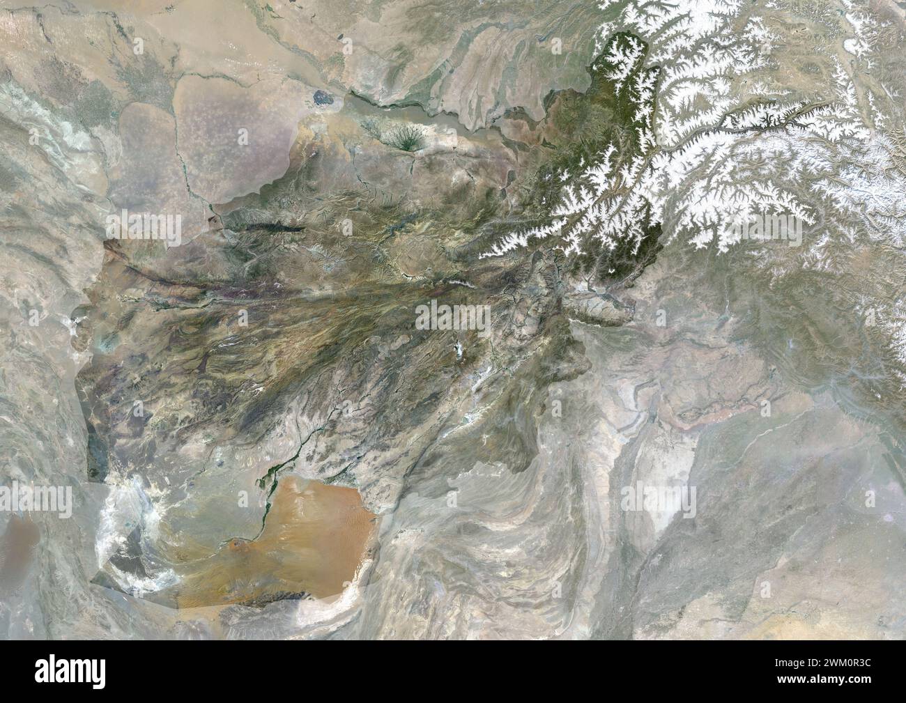 Immagine satellitare a colori dell'Afghanistan, con maschera. Foto Stock