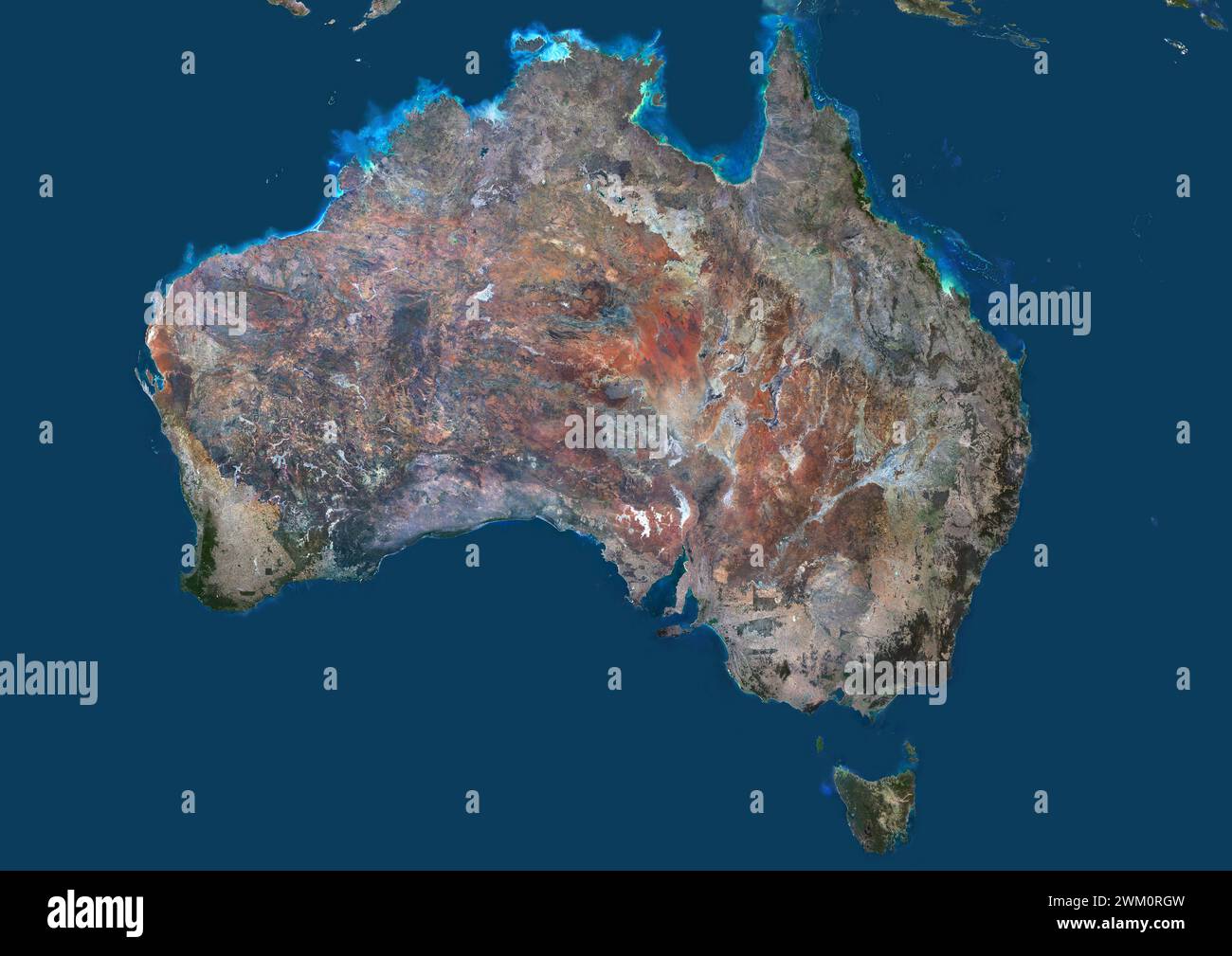 Immagine satellitare a colori dell'Australia. Foto Stock