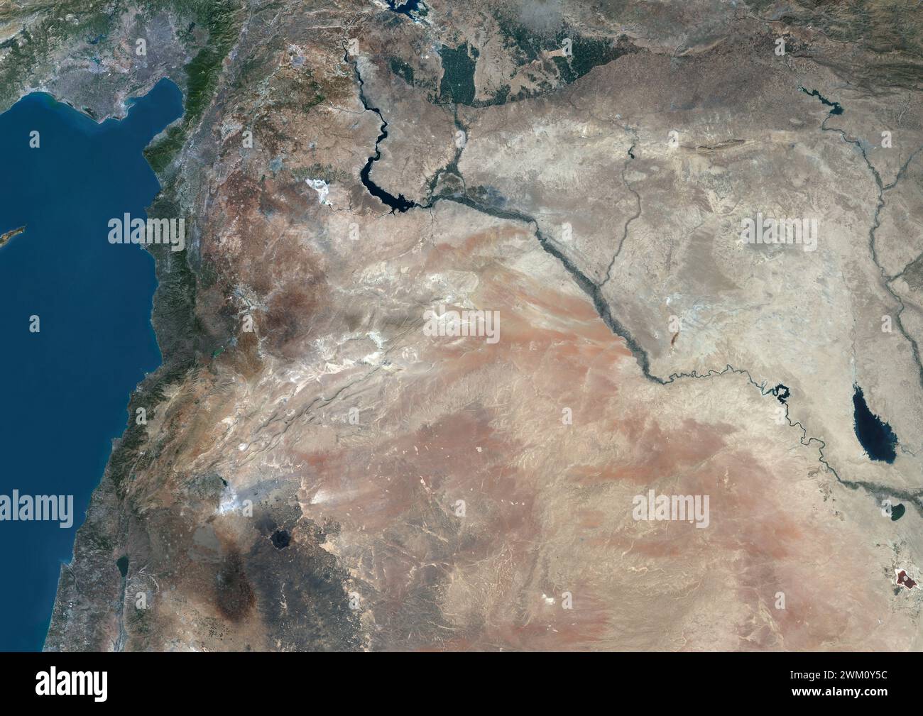 Immagine satellitare a colori della Siria e dei paesi vicini. Foto Stock