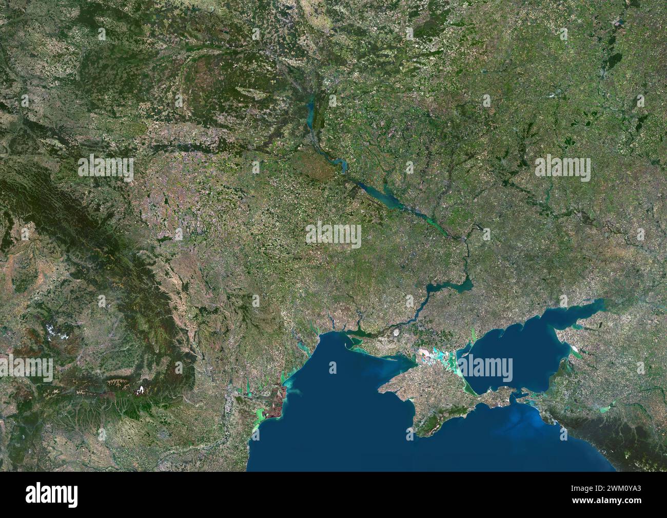 Immagine satellitare a colori dell'Ucraina e dei paesi vicini. Foto Stock
