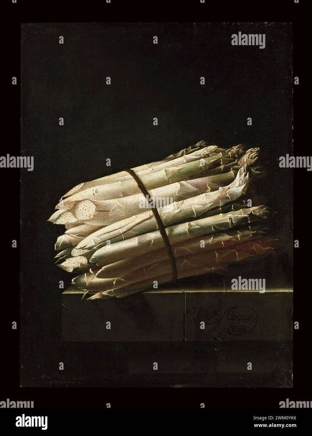 1217487 natura morta di asparago, 1699 (olio su carta posato su tavola) di Coorte, Adrian (c.1660-1707); 30x22,5 cm; Ashmolean Museum, Università di Oxford, UK; © Ashmolean Museum . Foto Stock