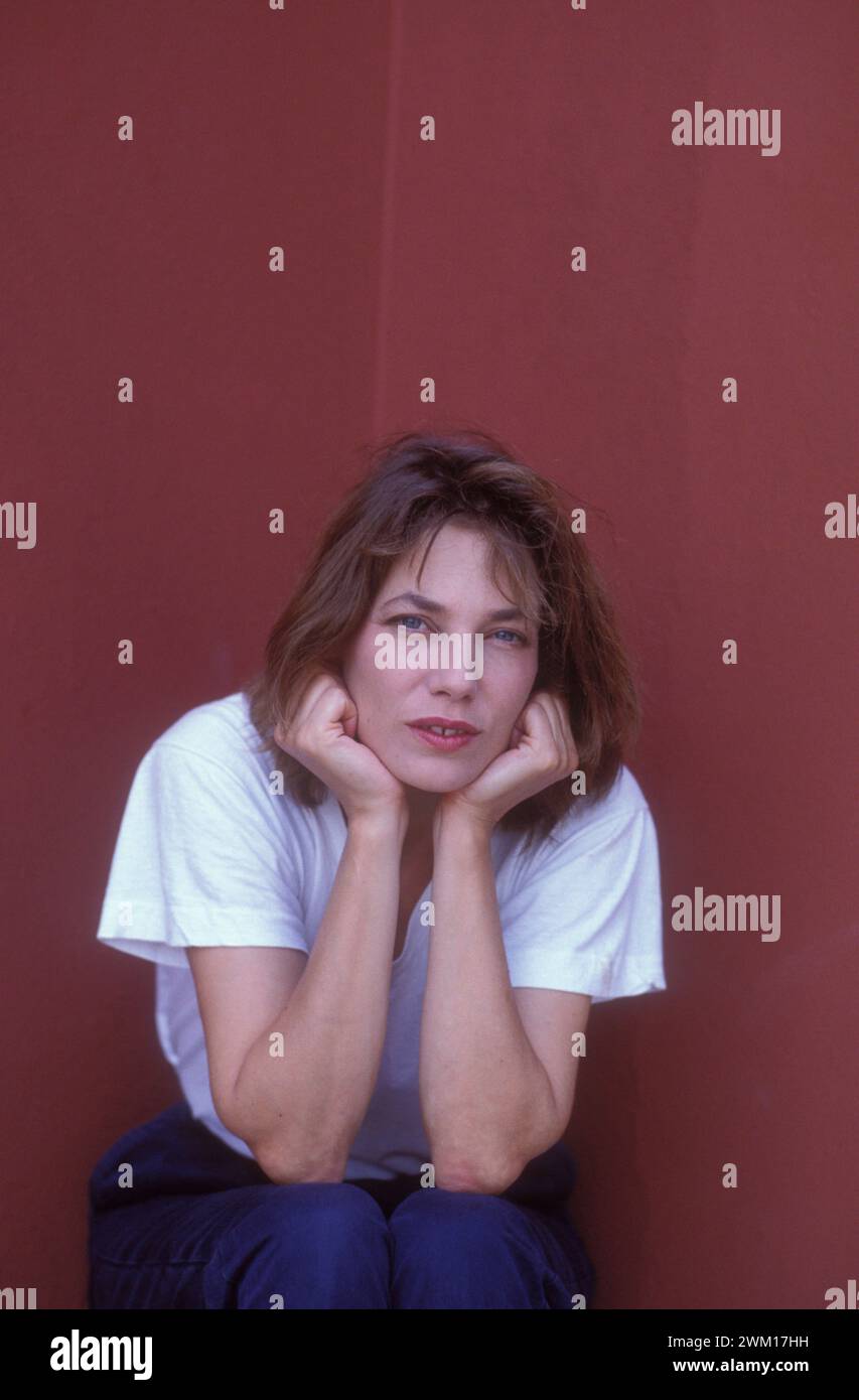 3831694 Jane Birkin al Festival del Cinema del Lido di Venezia, 1987 (foto); (add.info.: Lido di Venezia, Mostra del Cinema di Venezia 1987. Attrice e cantante britannica Jane Birkin, protagonista di "Comédie!" Regia di Jacques Doillon); © Marcello Mencarini. Tutti i diritti riservati 2024. Foto Stock