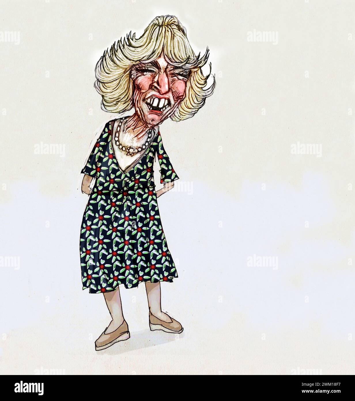 Caricature, Regina Camilla, Regina del Regno Unito, Regina consorte di Re Carlo III, Camilla Rosemary Shand, Camilla Parker Bowles Foto Stock