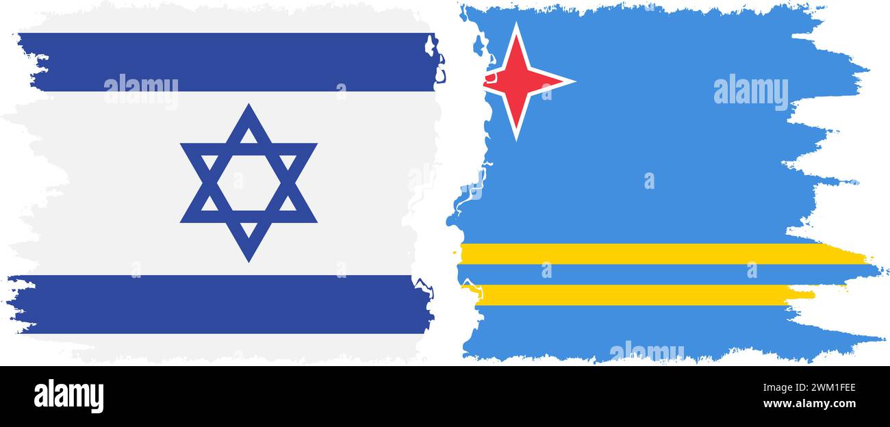 Aruba e Israele grunge bandiere connessione, vettore Illustrazione Vettoriale