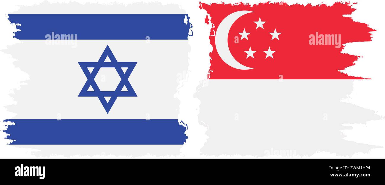 Singapore e Israele grunge bandiere connessione, vettore Illustrazione Vettoriale