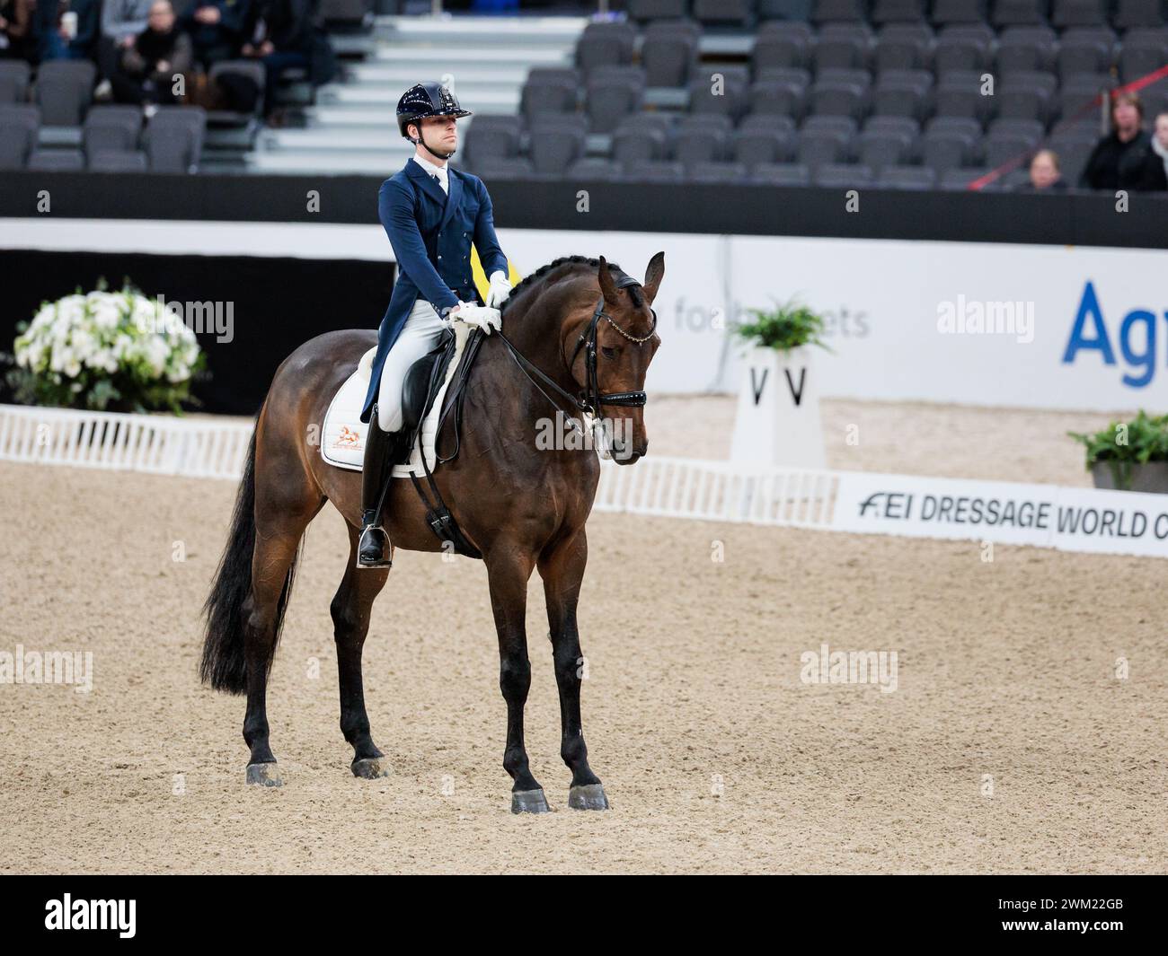 Dirk-Jan van de Water of Netherland con Grandville di Hexagon durante il FEI Dressage World Cup™ Grand Prix presentato da Agria al Gothenburg Horse Show il 23 febbraio 2024, Scandinavium, Svezia (foto di Maxime David - MXIMD Pictures) Foto Stock