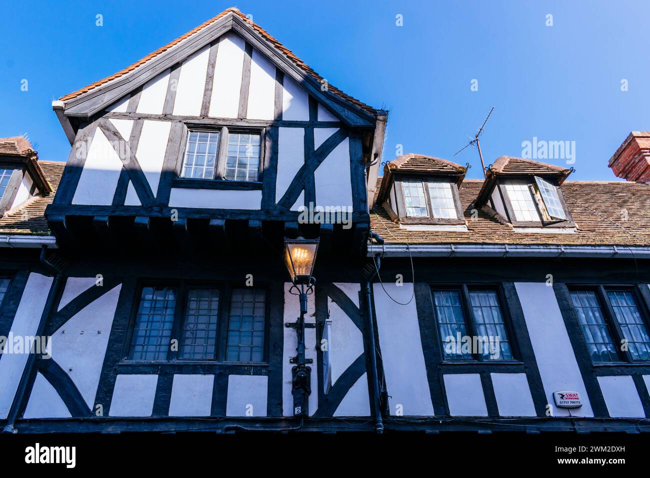 Edificio dall'architettura Tudor. High Petergate Street. York, North Yorkshire, Yorkshire e Humber, Inghilterra, Regno Unito, Europa Foto Stock