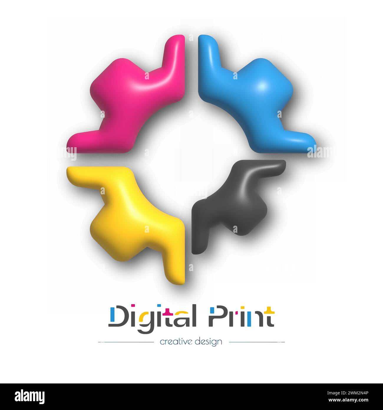 Logo astratto per stampa digitale 3d o fotografica. Modello vettoriale di un marchio, logo, adesivo o adesivo. L'idea del design creativo e del design tematico Illustrazione Vettoriale