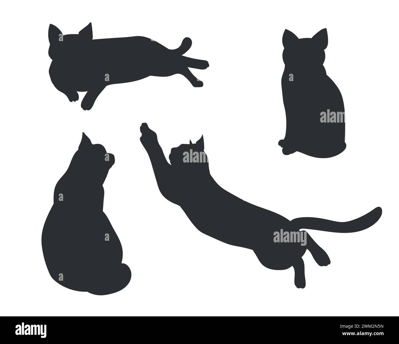 Set di sagome di gatti in pose diverse. Illustrazione vettoriale Illustrazione Vettoriale