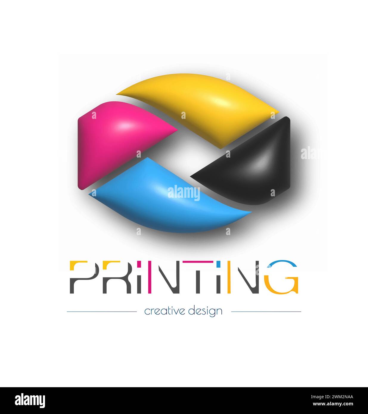 Logo astratto per stampa digitale 3d o fotografica. Modello vettoriale di un marchio, logo, adesivo o adesivo. L'idea del design creativo e del design tematico Illustrazione Vettoriale