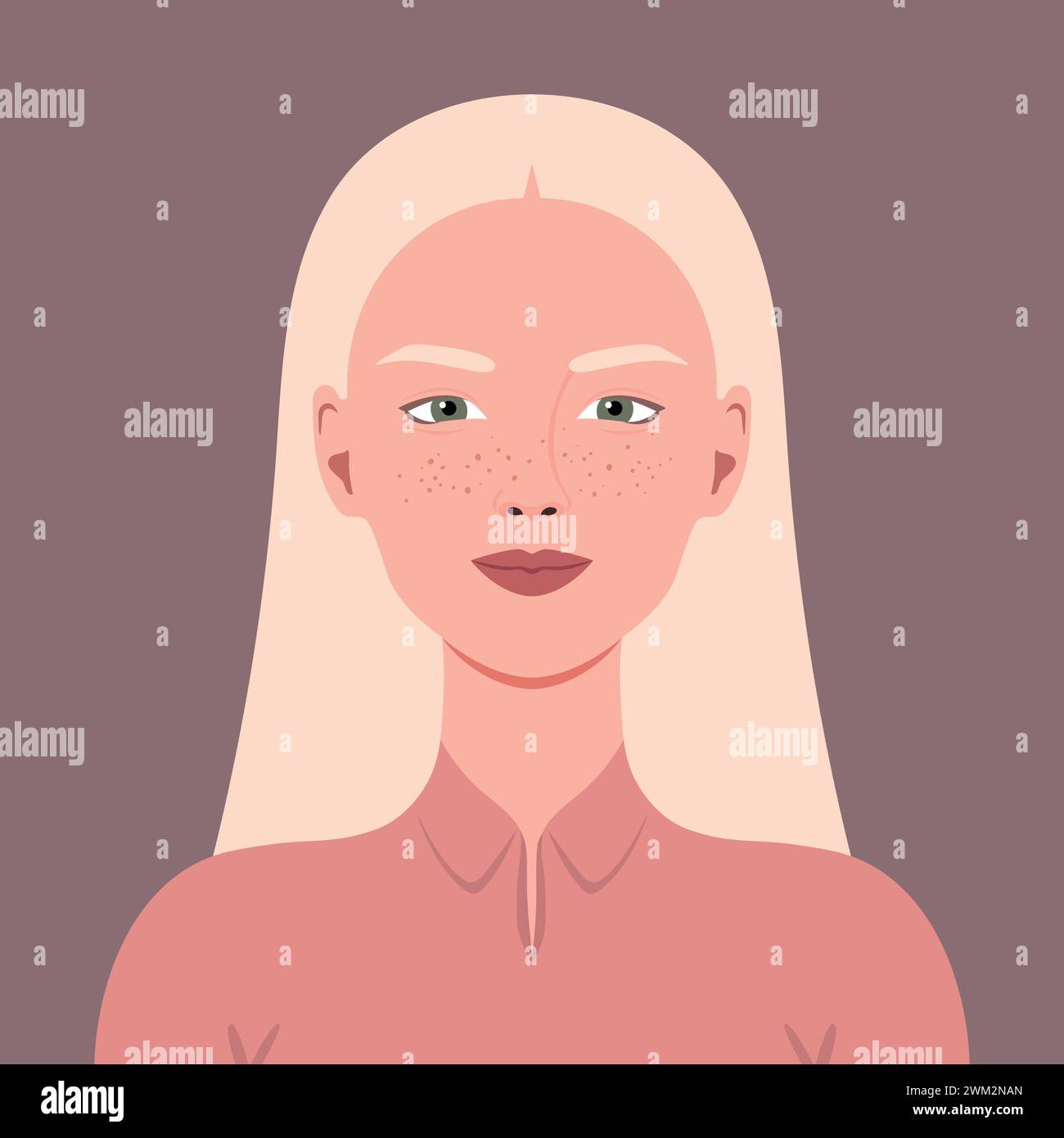 Ritratto di una giovane donna sorridente con capelli biondi e lentiggini. Avatar per i social media. Illustrazione vettoriale Illustrazione Vettoriale