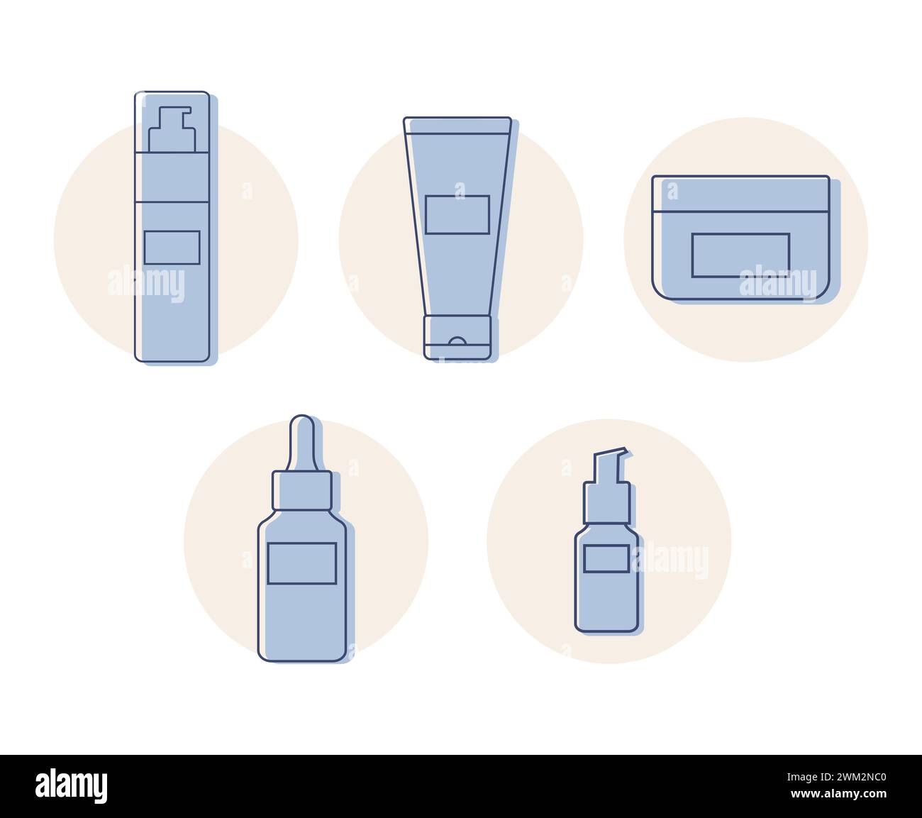 Contorno delle icone del gruppo di tubi cosmetici. Provette astratte per la bellezza e la cura della pelle con gel detergente, crema, lozione e siero. Illustrazione vettoriale Illustrazione Vettoriale
