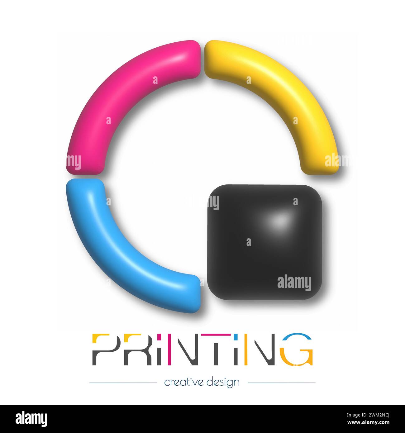 Logo astratto per stampa digitale 3d o fotografica. Modello vettoriale di un marchio, logo, adesivo o adesivo. L'idea del design creativo e del design tematico Illustrazione Vettoriale