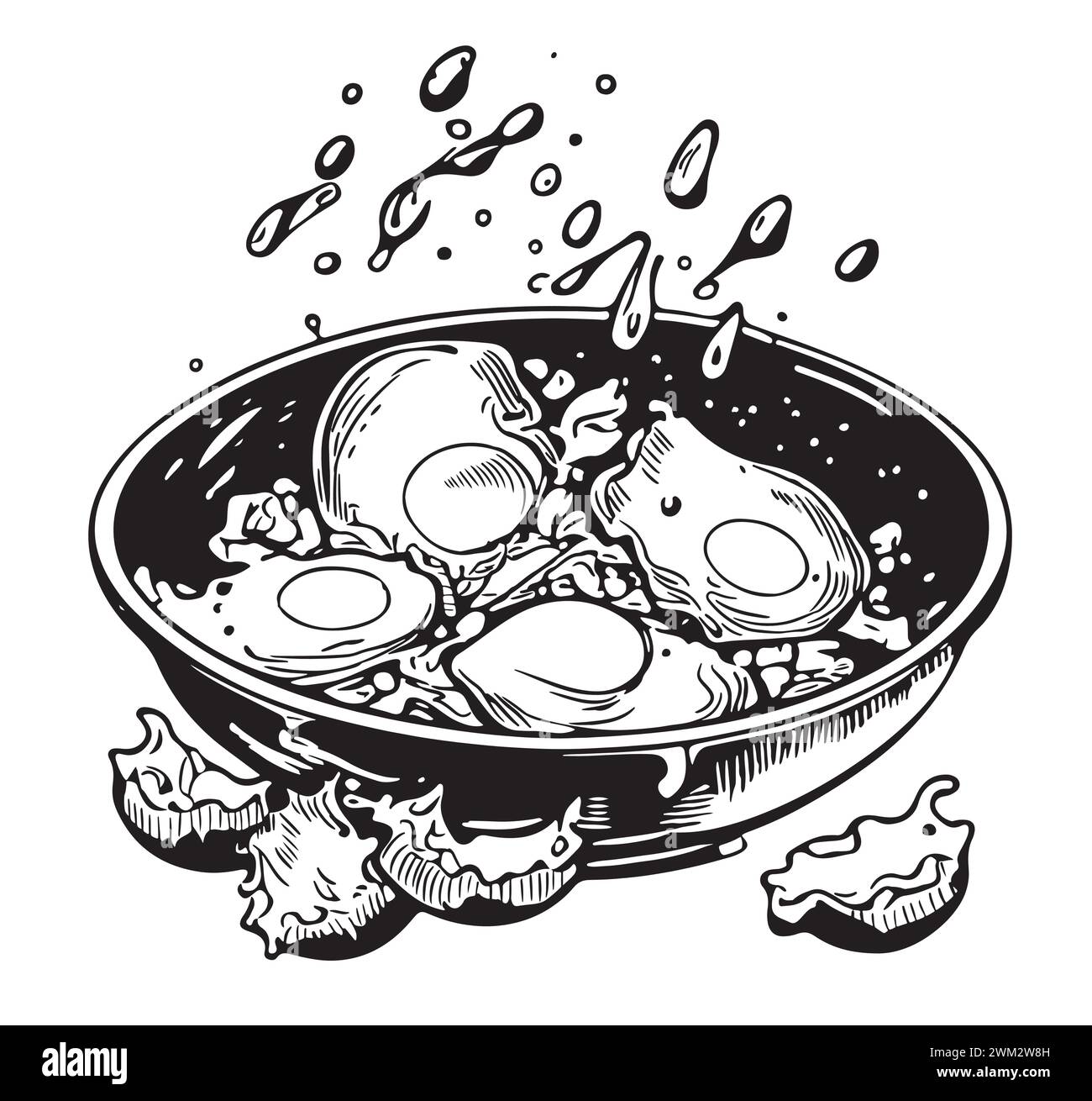 Illustrazione vettoriale dello stile di schizzo Trasla con uova. Vecchia imitazione dell'incisione. Teglia con uova disegnate a mano imitazione dello schizzo Illustrazione Vettoriale