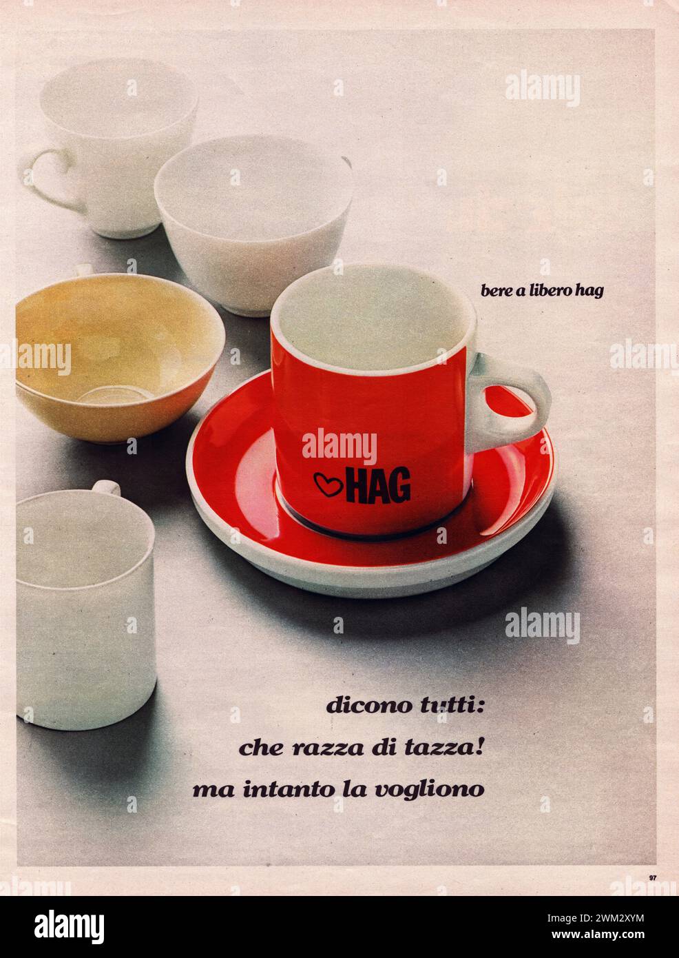 HAG Coffee Pubblicità di una vecchia rivista in italiano Foto Stock