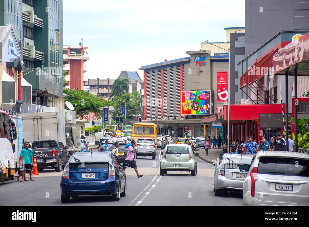 Scott Street nel centro della città, Suva, viti Levu, Repubblica delle Figi Foto Stock