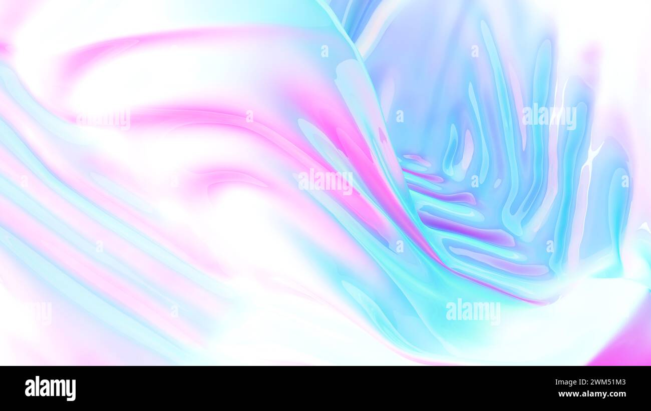 Sfondo olografico forme dinamiche fluidità tavolozza di colori contemporanei illustrazione 3d rosa blu rendering digitale Foto Stock