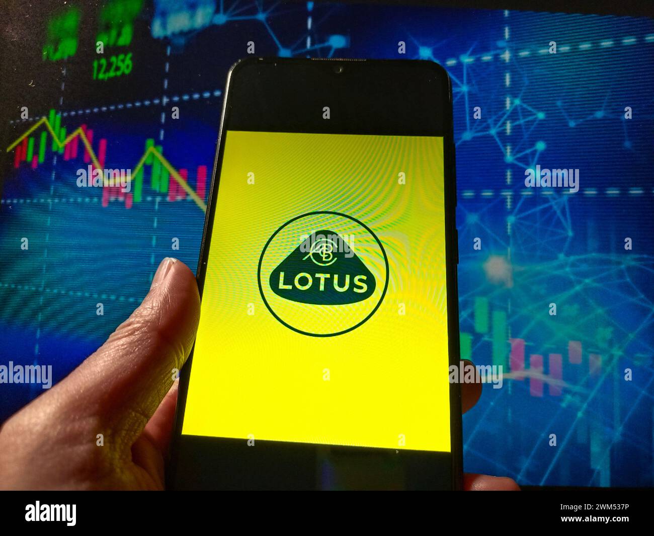 SUQIAN, CINA - 24 FEBBRAIO 2024 - illustrazione Lotus diventa pubblica negli Stati Uniti, 24 febbraio 2024, Suqian, Jiangsu, Cina. Foto Stock