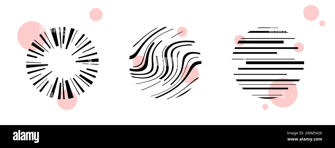 Grande serie di disegni a mano cerchio di scarabocchio Abstract Patterns. Illustrazione Vettoriale