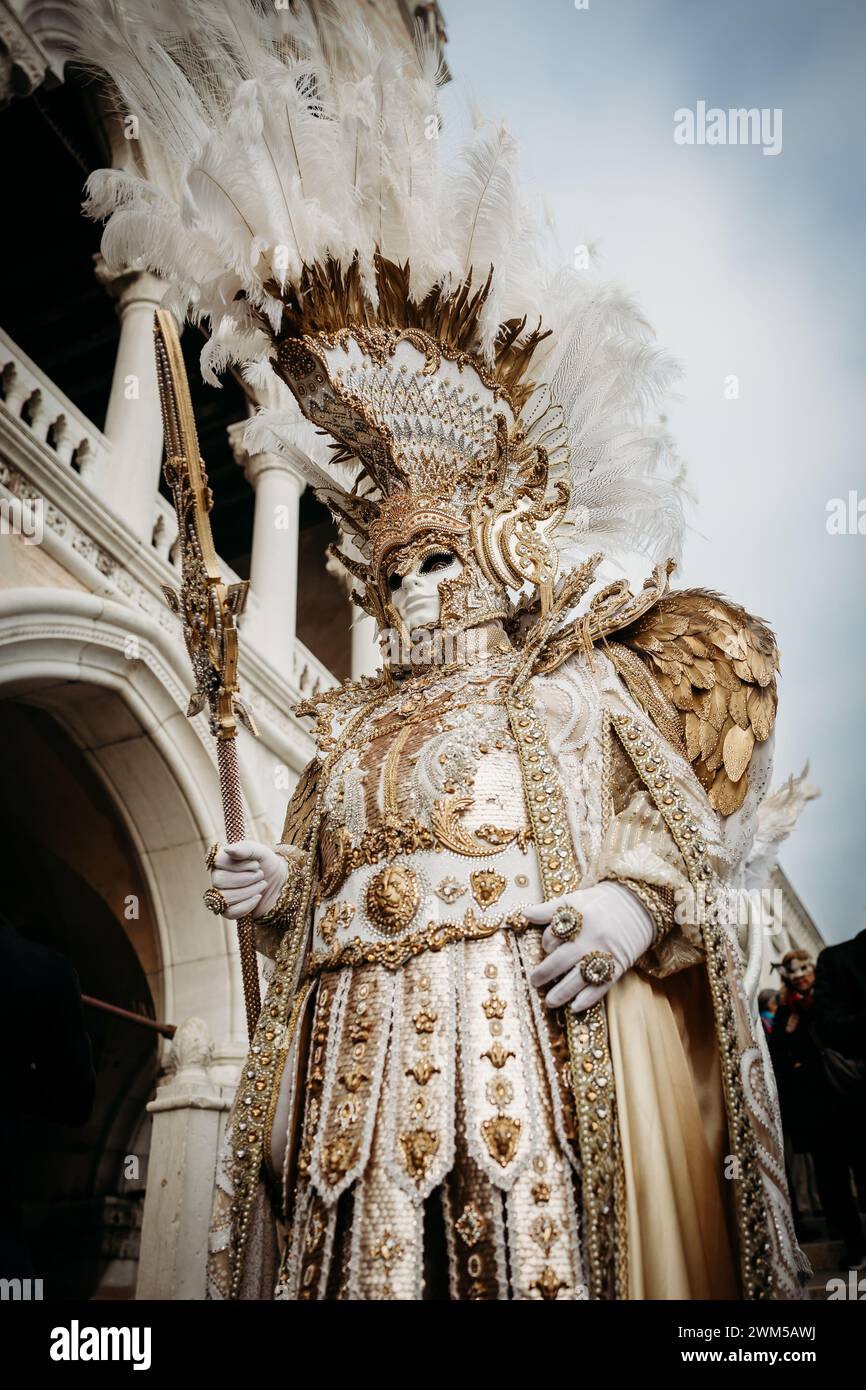 Maschere veneziane al Carnevale di Venezia Foto Stock