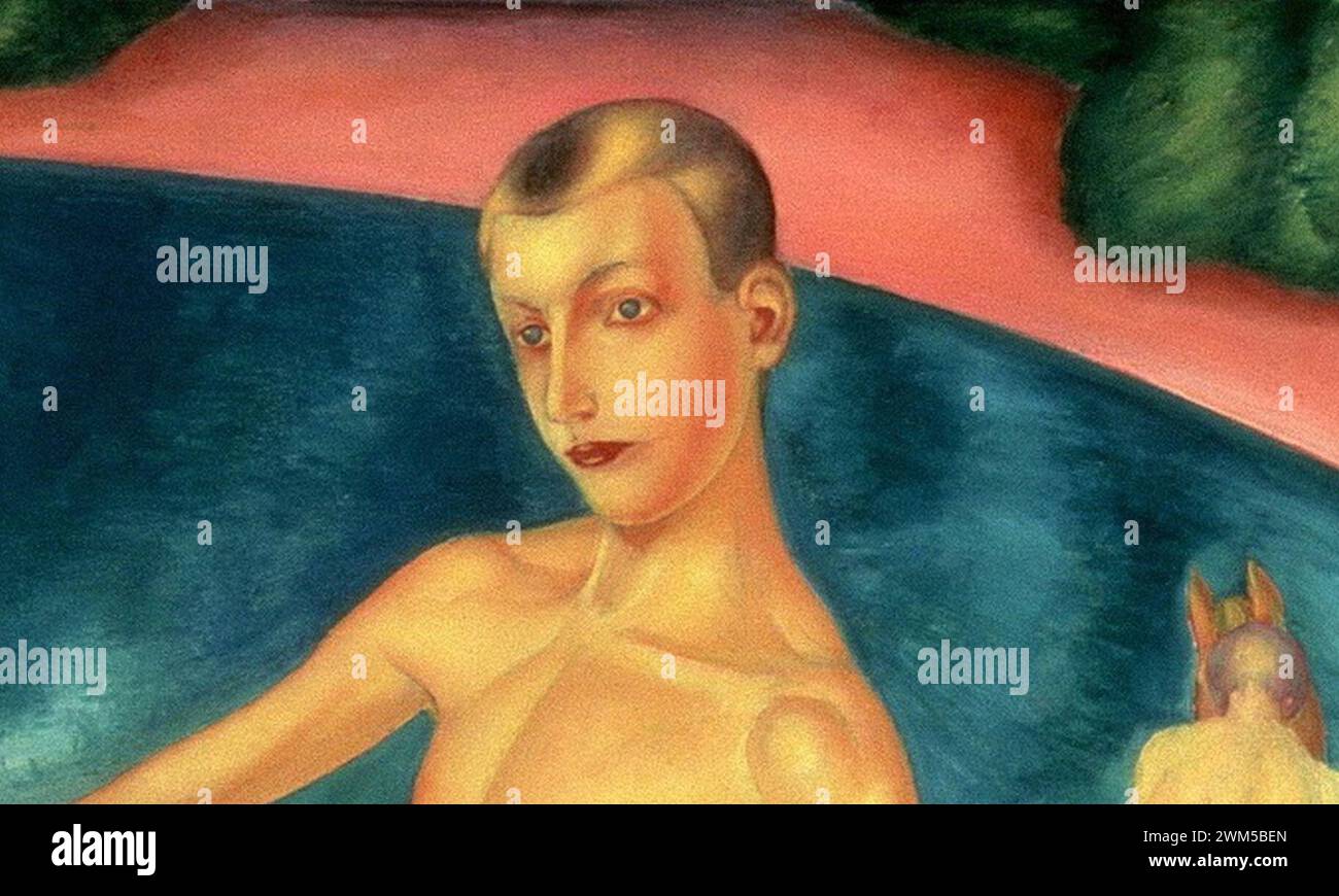 Bagno di un raccolto di Cavallo Rosso (Petrov-Vodkin). Foto Stock