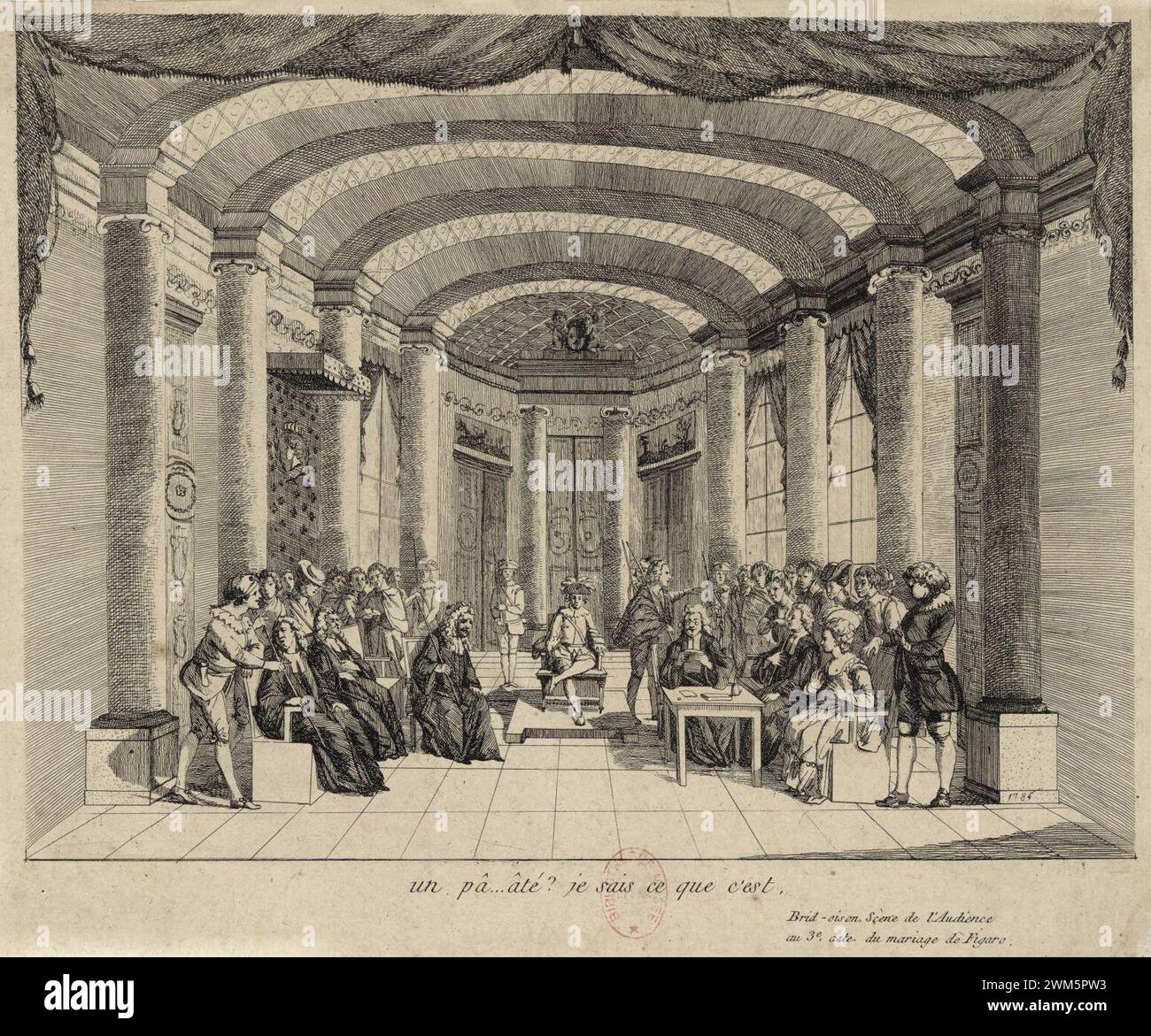 Beaumarchais - le Mariage de Figaro, acte III, scène 15 (estampe, 1784). Foto Stock