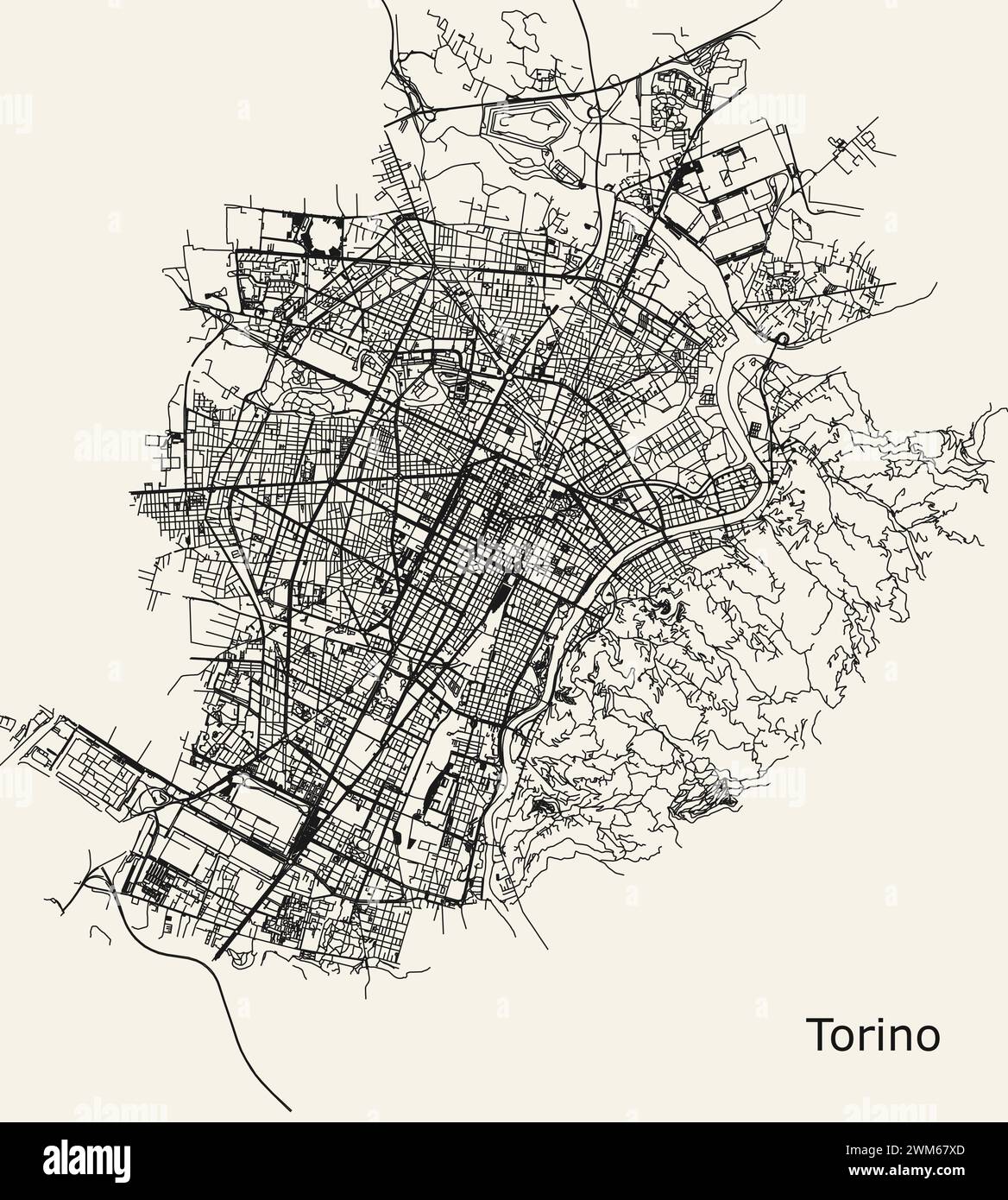 Mappa della città di Torino Illustrazione Vettoriale