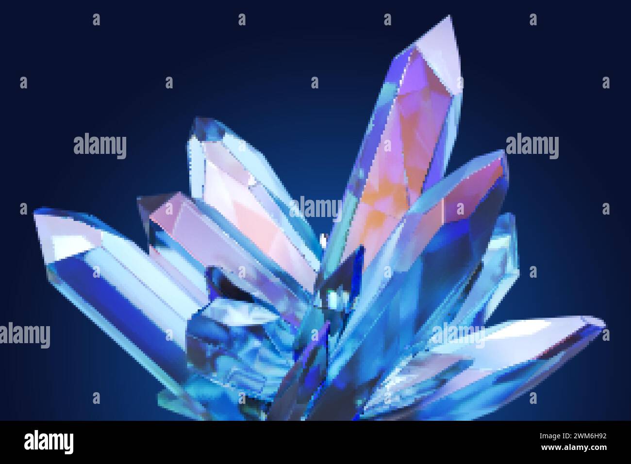 Bellissimo cristallo blu trasparente Illustrazione Vettoriale