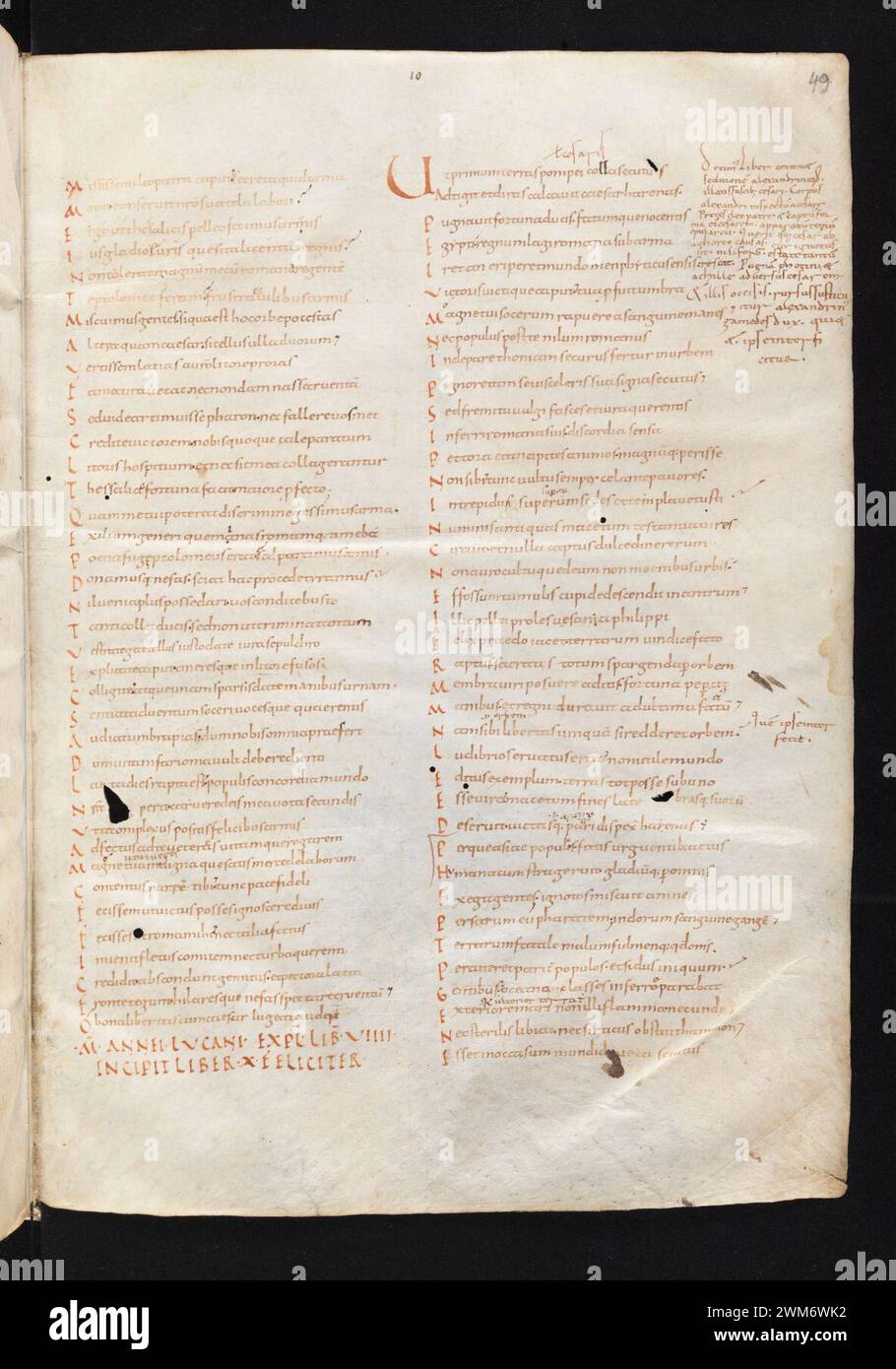 COD. 45, F. 49r – Lucanus De bello civili, Dracontius Orestes, Hyginus De astronomia, Figurae Graecorum. Foto Stock