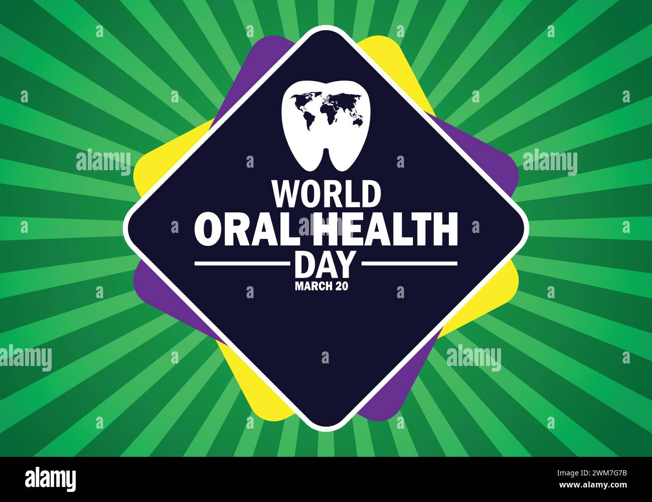 Carta da parati World Oral Health Day con forme e tipografia. Giornata Mondiale della salute orale, background Illustrazione Vettoriale