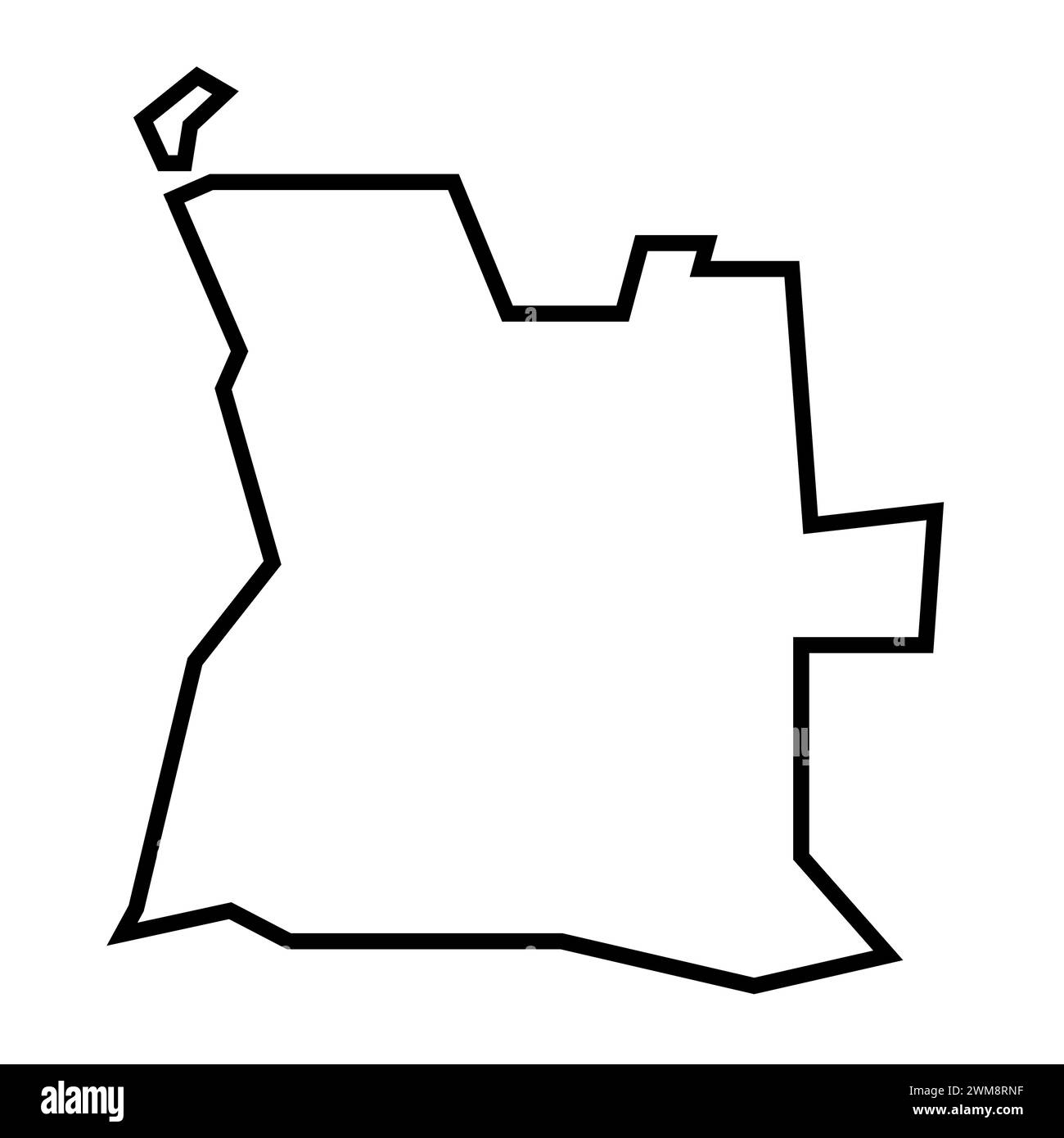 Silhouette nera spessa in Angola. Mappa semplificata. Icona vettoriale isolata su sfondo bianco. Illustrazione Vettoriale