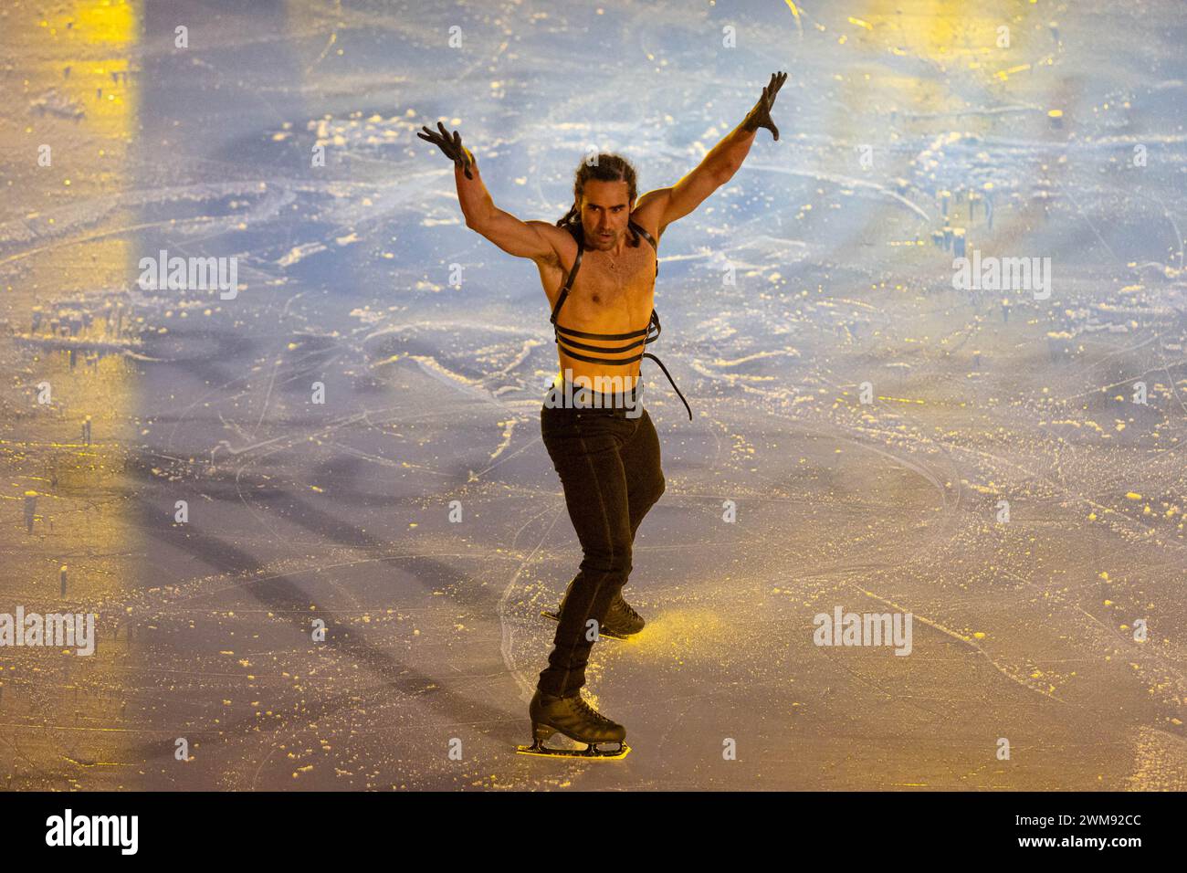 Torino, Italia, sabato 24 febbraio 2024. Philip Warren durante le luci sulla U a PalaVela, RoadTO2025. Crediti: Mattia Martegani/Alamy Live News Foto Stock