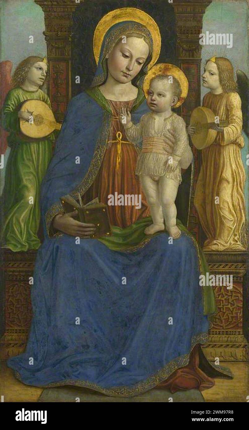 Bernardino Bergognone (c.1460-1470-1523) - la Vergine col bambino con due angeli Foto Stock