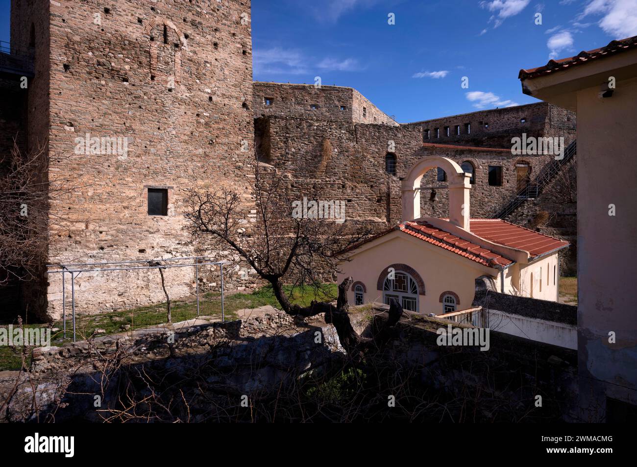 Torre di difesa, cappella, acropoli, Heptapyrgion, fortezza, cittadella, Salonicco, Macedonia, Grecia Foto Stock