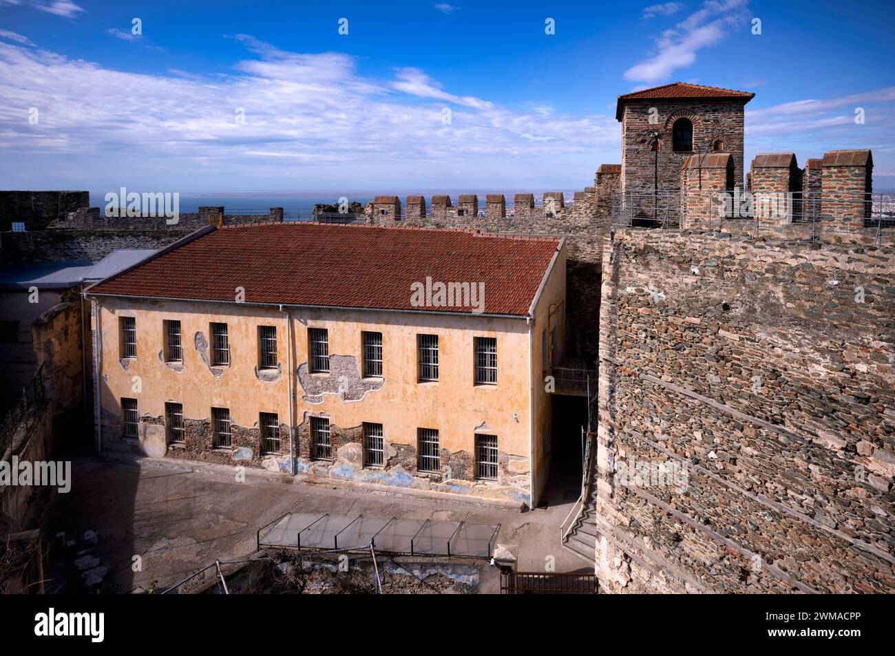 Gate Tower, edificio amministrativo, ex carcere, Acropoli, Heptapyrgion, fortezza, cittadella, Salonicco, Macedonia, Grecia Foto Stock