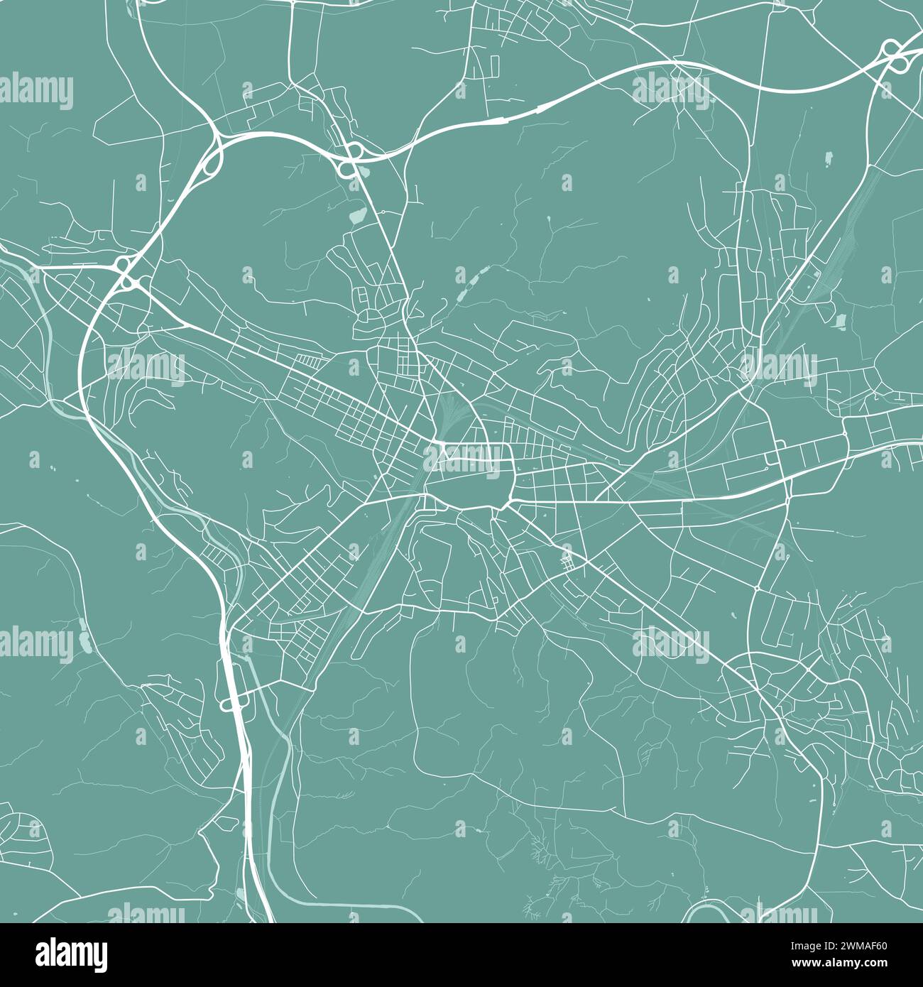 Mappa di Green Winterthur, Svizzera. Mappa stradale vettoriale della città, area municipale. Illustrazione Vettoriale
