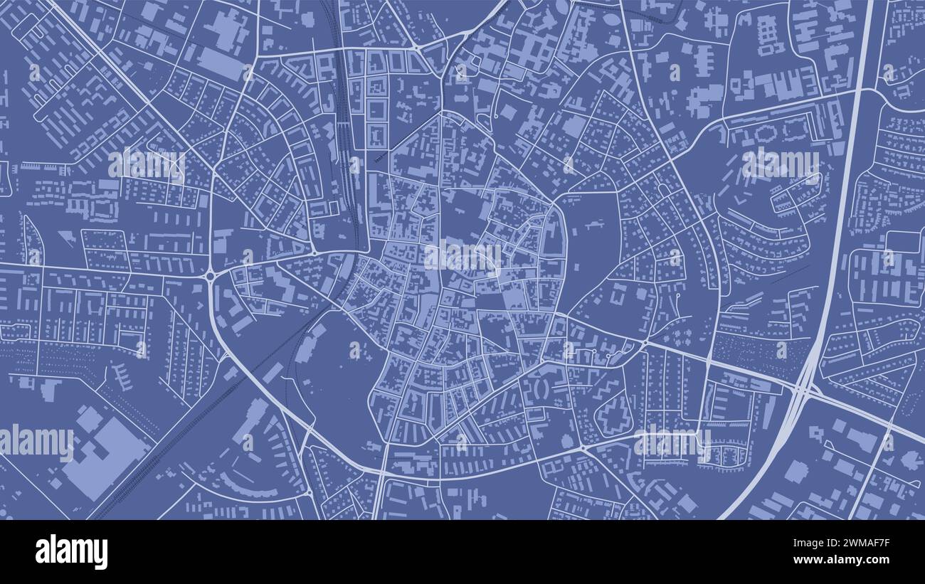 Mappa di Blue Lund, Svezia. Mappa stradale vettoriale della città, area municipale. Illustrazione Vettoriale