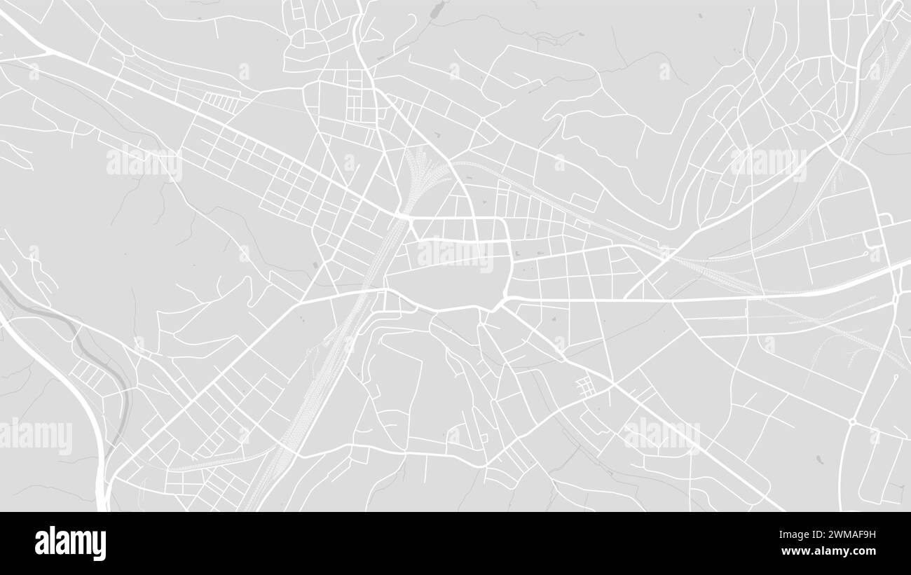 Sfondo mappa Winterthur, Svizzera, poster bianco e grigio chiaro della città. Mappa vettoriale con strade e acqua. Proporzioni widescreen, design digitale piatto Illustrazione Vettoriale